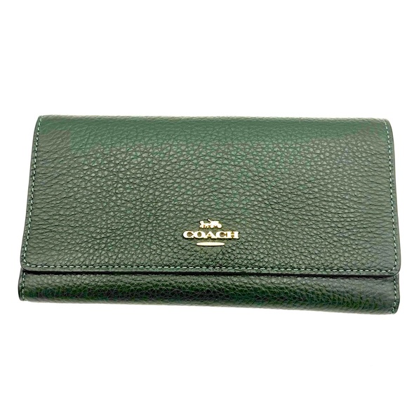 Coach Handbags - Coach Green Pebbled Leather Wallet
